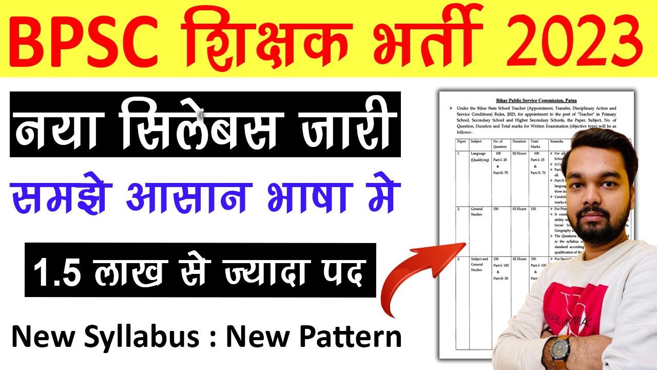 BPSC Teacher Vacancy Syllabus 2023 | BPSC Teacher Recruitment New Exam Pattern, Selection Process