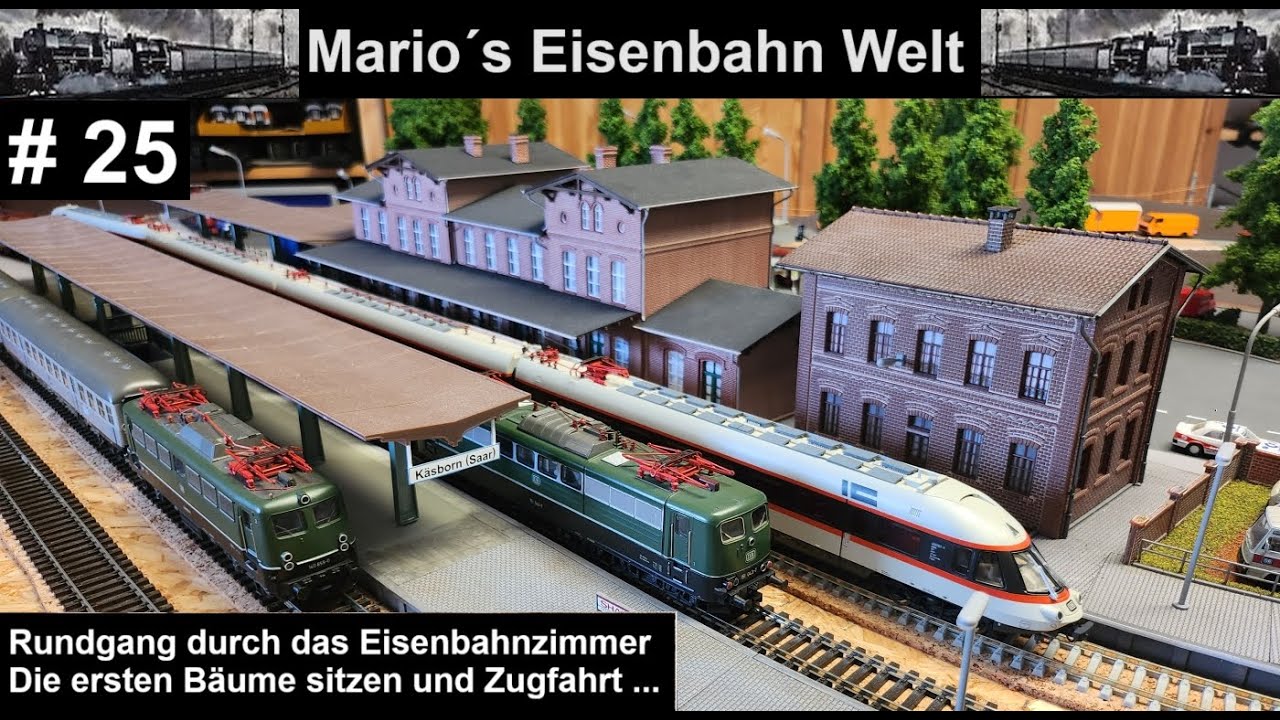 (25) Der Eisenbahnraum und die ersten Bäume + Zugfahrten  ... H0 Anlage / Mario´s Eisenbahn Welt