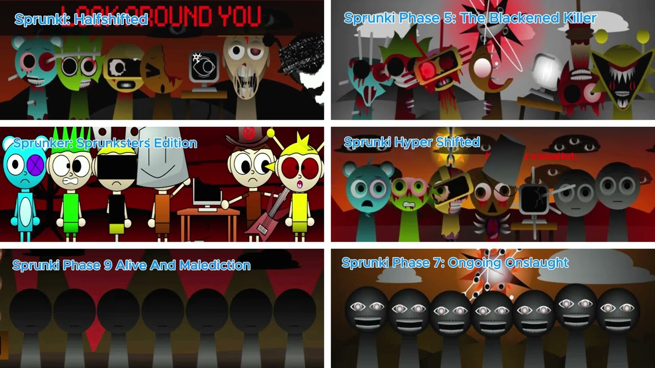 Mix all together Sprunki: Halfshifted vs Sprunki Phase 5: The Blackened Killer vs Sprunker: Spr...P7