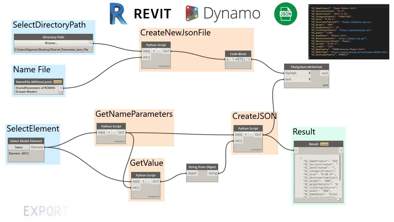 07 Revit Dynamo. Export Shared Parameters To JSON
