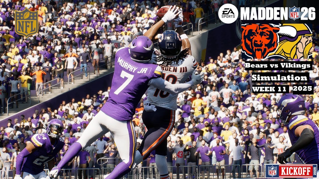 Madden 26 Chicago Bears vs Minnesota Vikings WEEK 11 Simulation 2025 PS5 Game Play