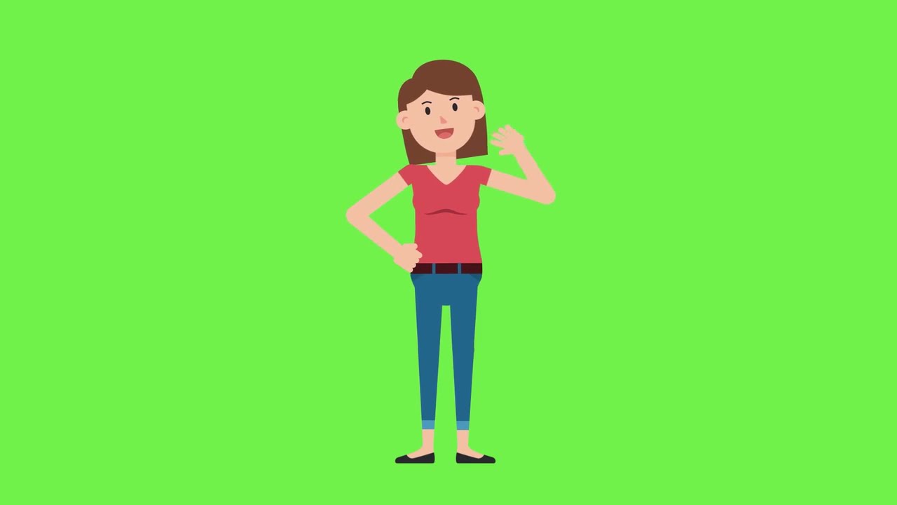 Hand Waving Animated Woman Video [COPYRIGHT FREE]