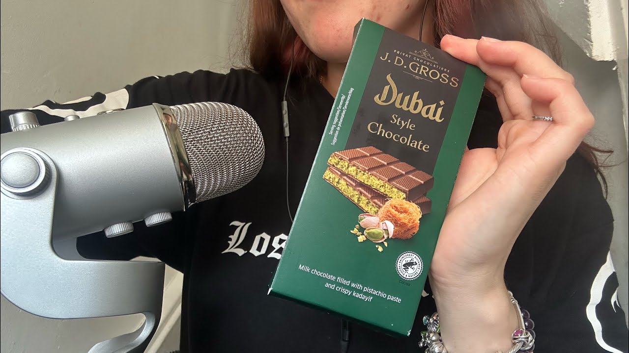 ASMR eating Dubai chocolate 🍫