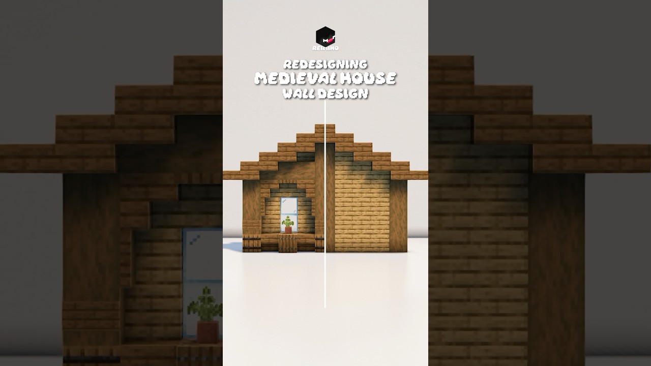 Here are some tips to improve your Medieval House wall design! #minecraft #reimiho #mcbuilds #fyp