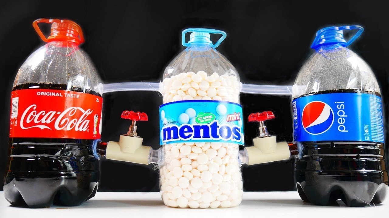 Experiment: Coca Cola and Pepsi VS Mentos. Super Reaction!  #Experiment