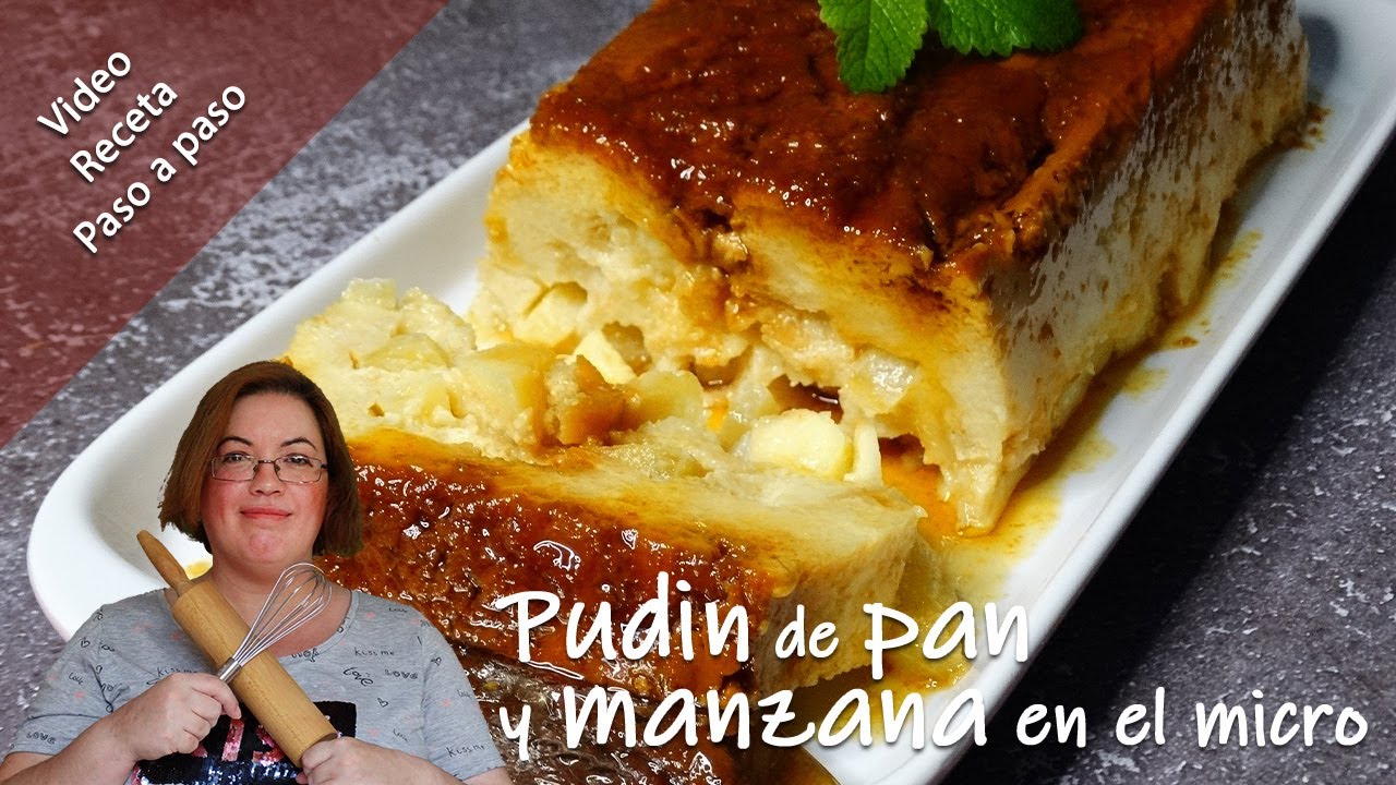 PUDIN PAN 🍞 Y MANZANA 🍏 EN MICROONDAS! SÚPER FACIL Y SÚPER RICO!! 😋
