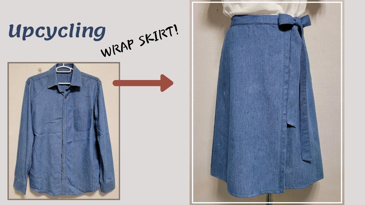 DIY 청남방 리폼/Recycling Denim  Shirt/랩스커트 만들기/Wrap Skirt/치마/셔츠/Reform Old Clothes|안입는옷/옷만들기/Refashion