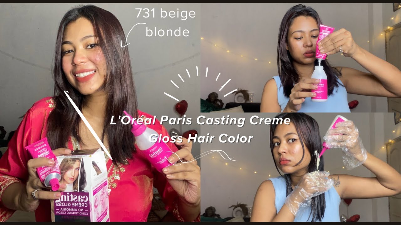 Colouring my hair for this Durga Puja/ festive ✨ L'Oréal Paris Casting Creme Gloss 731 beige ♥️