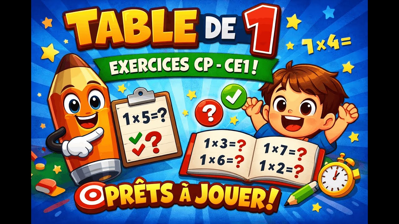 Table de 1 – Exercices CP CE1 | Multiplication