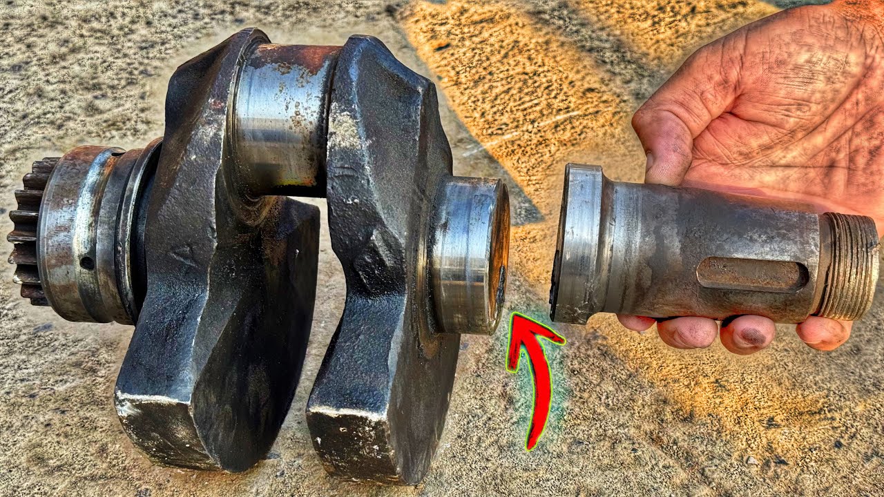 How to Repair Wrecked Crankshaft /30 Year OldModel Lister Petter Engine Broken Crankshaft Reattached
