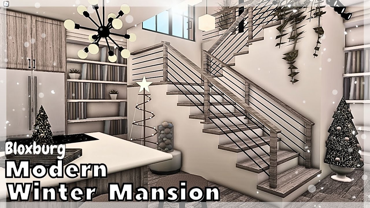 BLOXBURG: Modern Winter Mansion Speedbuild (interior + full tour) Roblox House Build