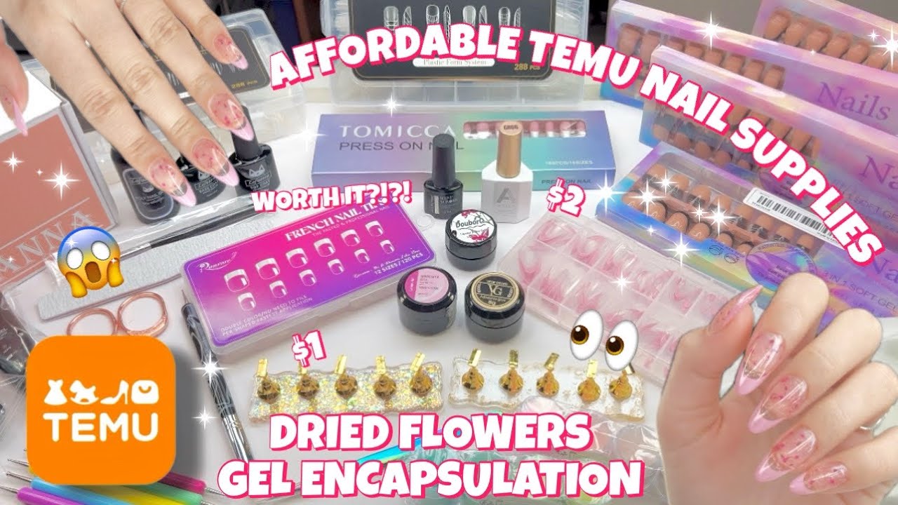 AFFORDABLE NAIL ART SUPPLY HAUL FROM TEMU | PRE FRENCH DESIGN DRIED FLOWERS GEL X ENCAPSULATION