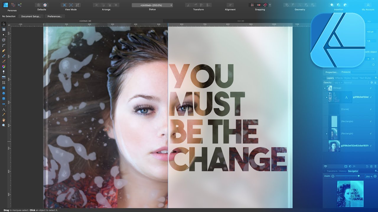 How to Create Text Portrait Effect - Half Face Typography in Affinity Designer