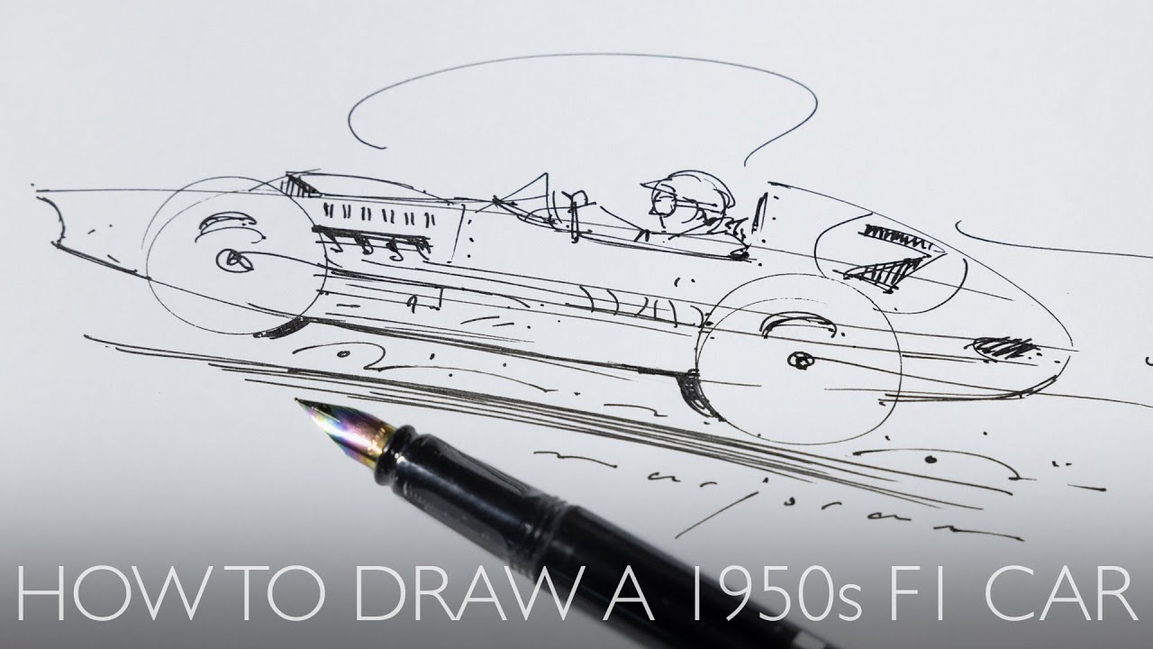 How to draw a 1950s Formula One car in just a few minutes - easy to follow instructions!