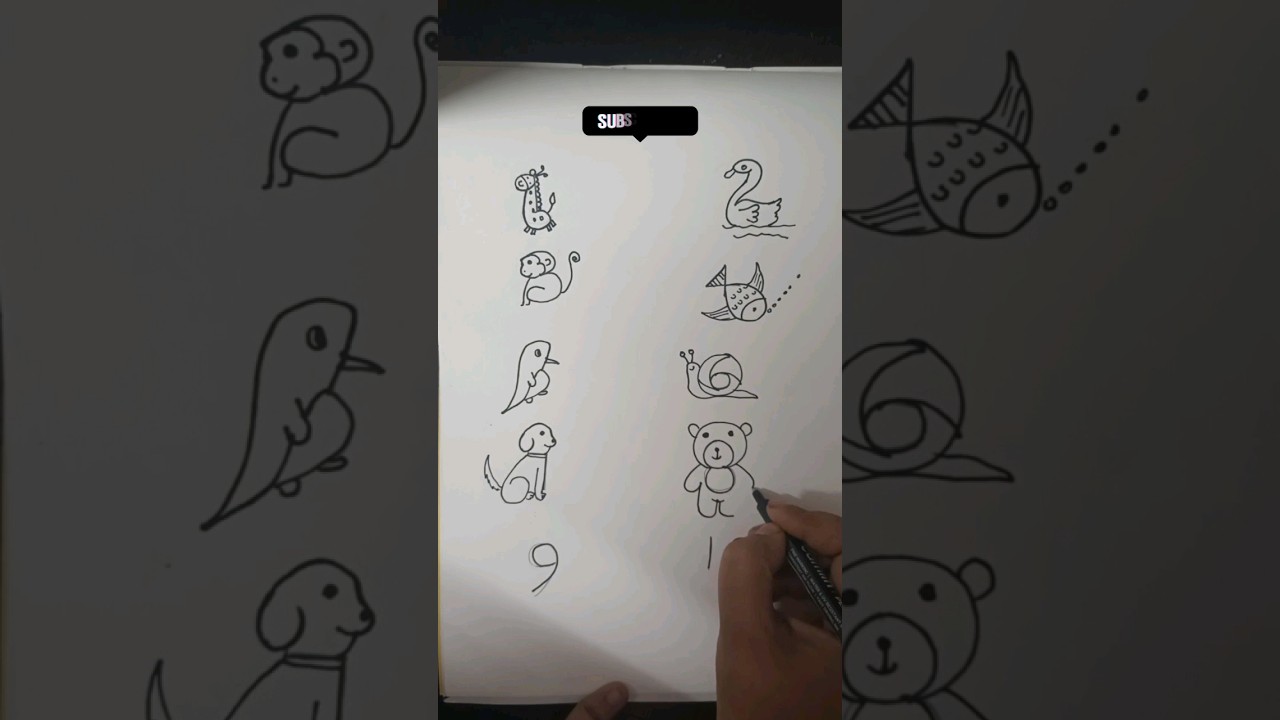 draw animals with numbers 0 to 10👍😃 #shorts2023 #fun