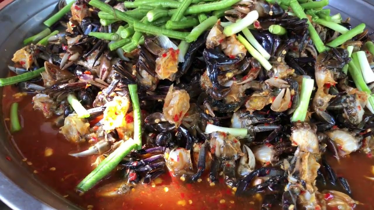 Amazing Khmer Country Village and Street Foods and Snacks with Crab Salad and Grilled Bee and Honey
