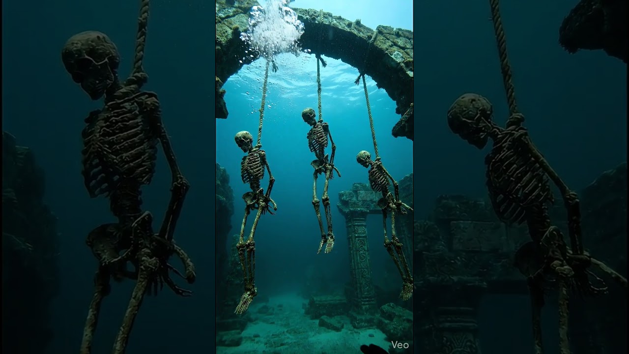 Three skeletons hanging underwater… what really happened here? 