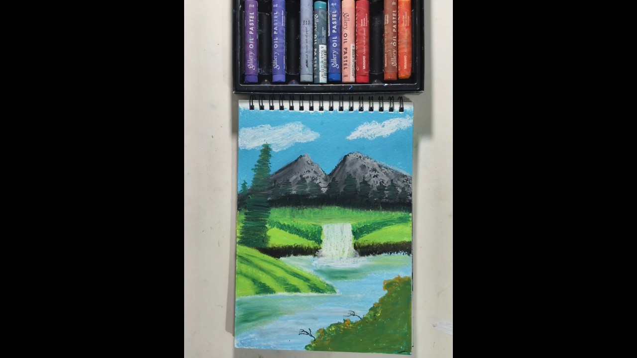easy waterfall landscape painting 