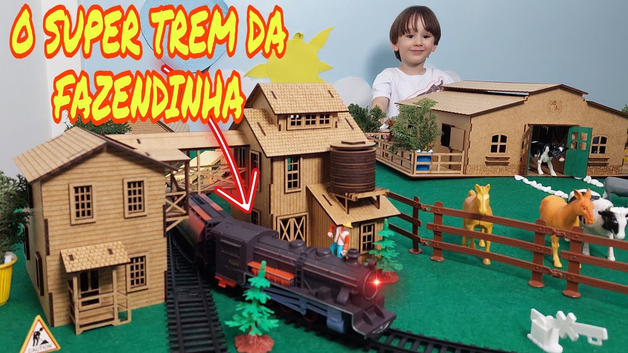 Fazendinha de Brinquedo | Vaca Cavalo Caminhão de Boi | Trem Locomotiva | Toy Farm Train Truck Cow