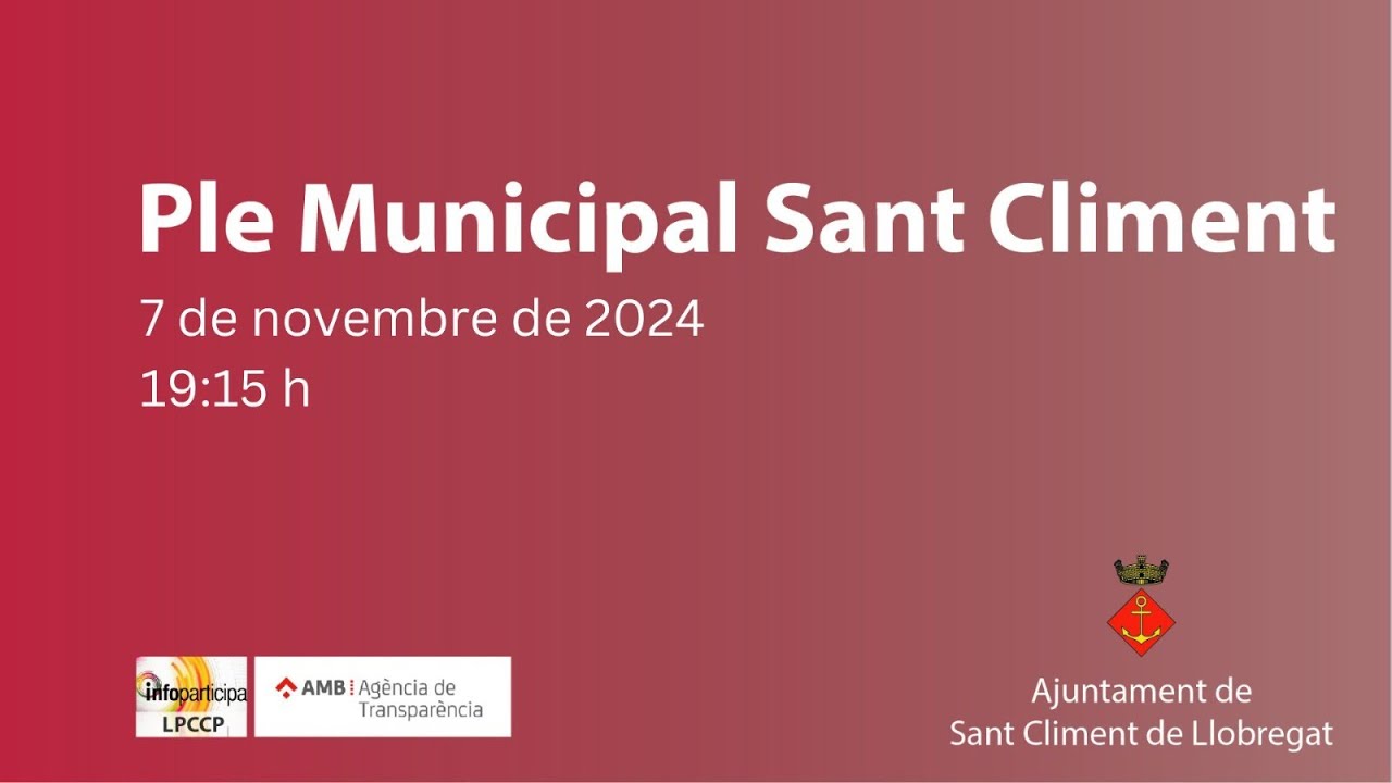 Ple extraordinari, dijous 7 novembre 19:15 h