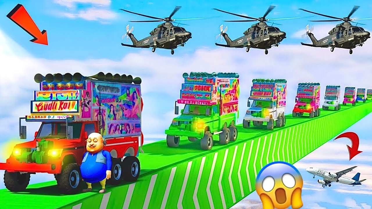 Motu Patlu ने किया😱🤯 Biggest Indian dj Super Mega Ramp Challenge !! 😳 GTA 5