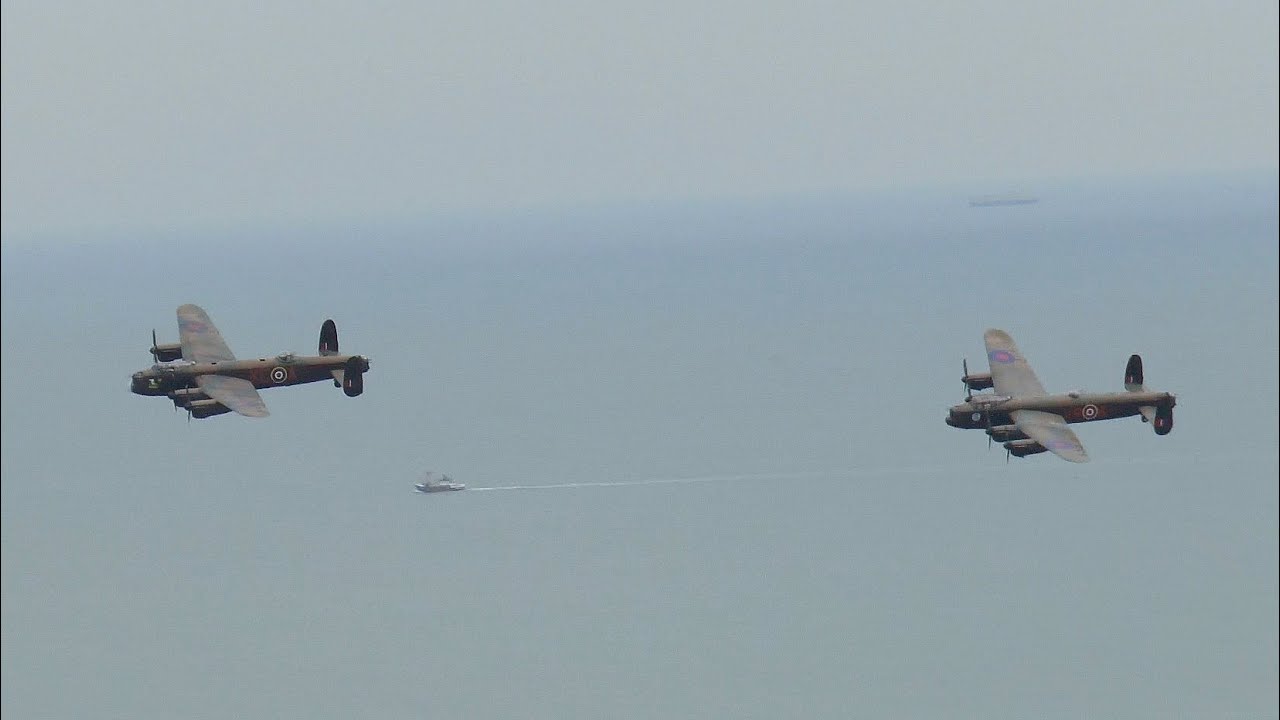 BBMF lancaster and Canadian lancaster at beachy Head