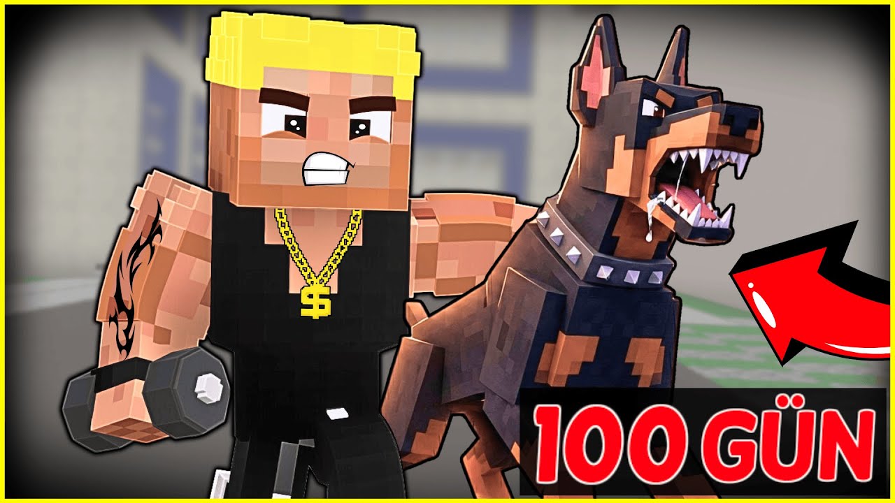 EFEKAN VE DOBERMAN KÖPEĞİ 100 GÜN BOYUNCA KAS YAPTI! 😱 - Minecraft