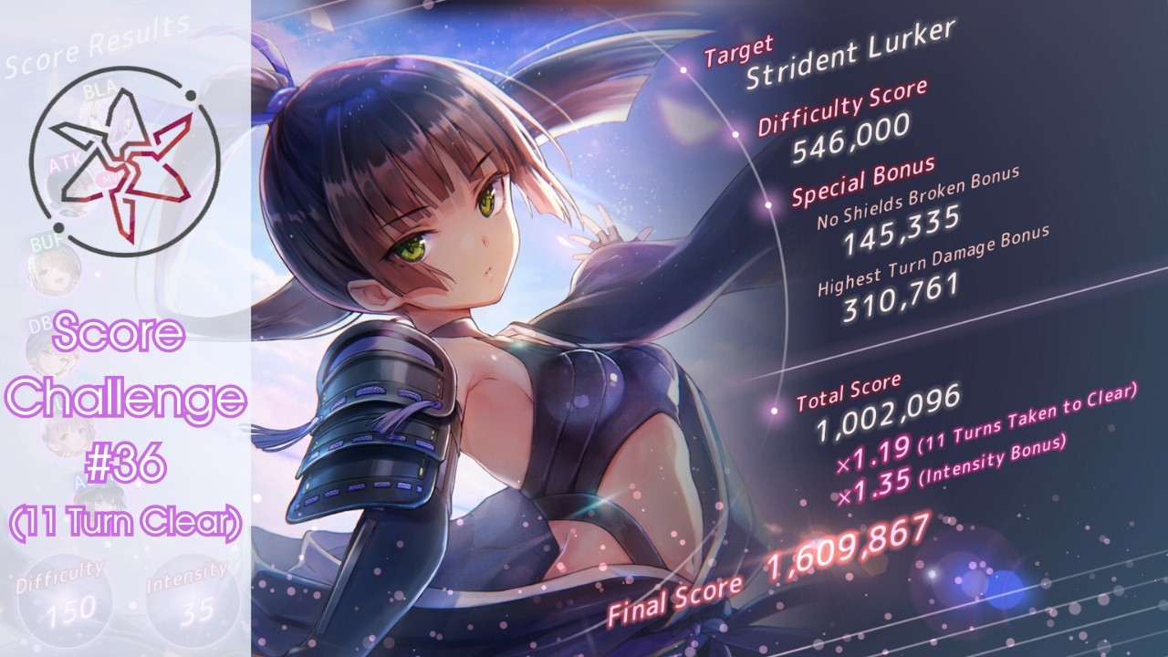 [Heaven Burns Red] Score Challenge #36 (Diff 150 Intensity 35) | 1.6M+ Points 11 Turn Clear
