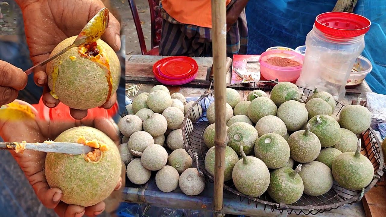 Tasty Masala Bel ( Wood Apple ) | Special Mouth Watering Kodbel Vorta | Bangladeshi Street Food