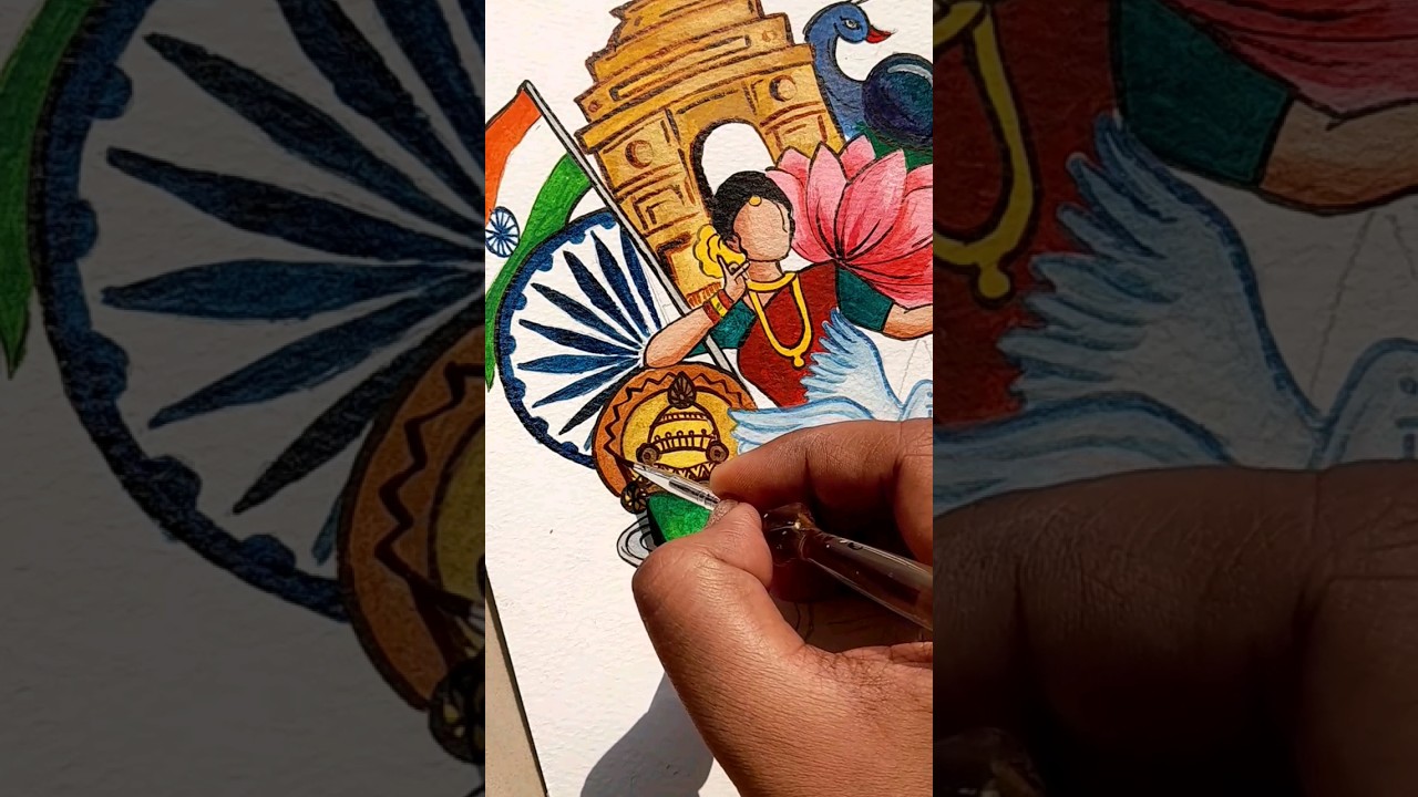 Republic Day painting 🇮🇳❤️ | India doodle art #shorts #viralvideo #republicday#trending#india