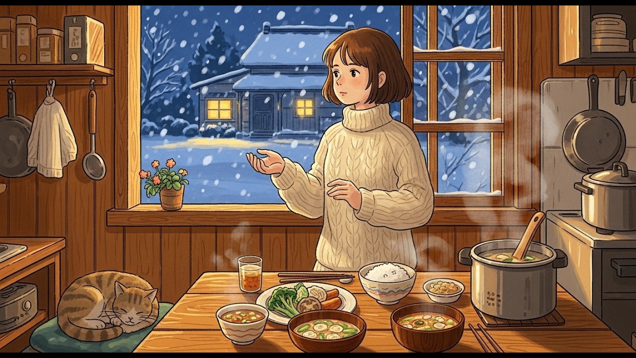 Living a Peaceful Winter Life ❄️ | Snow Outside, Warm Food Inside | Cozy ASMR