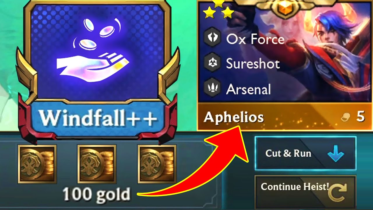 I've got 100 gold reward + Windfall for 3 Star Aphelios!