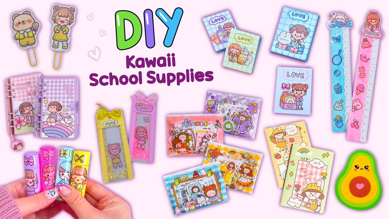 DIY Kawaii School Supplies - Bookmarks, Mini Notebooks, Ruler and more...