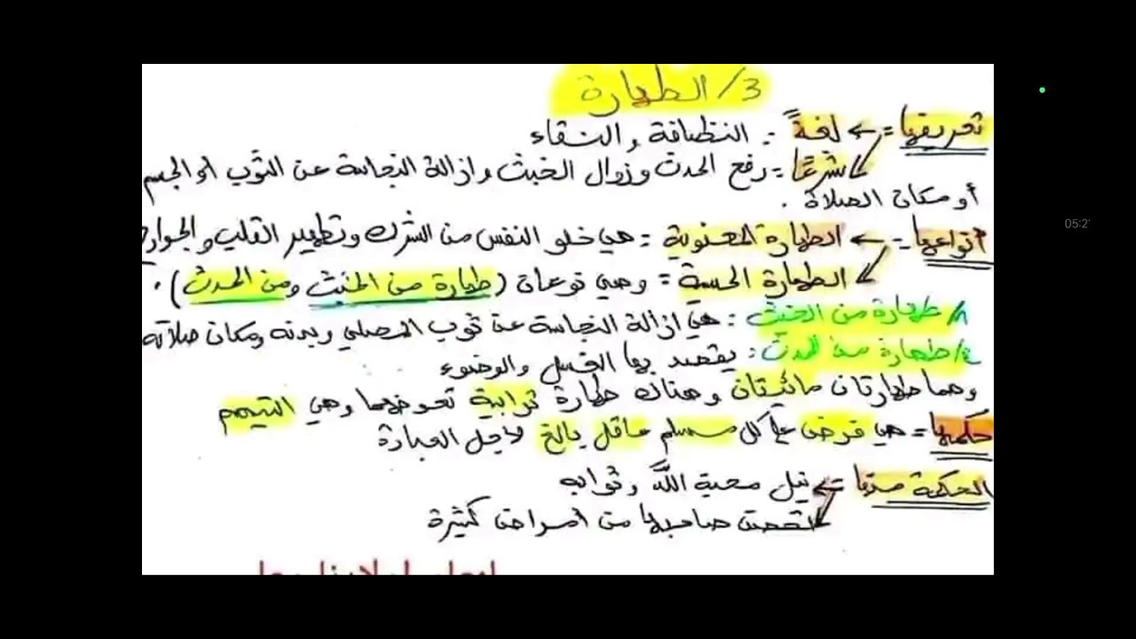 مراجعة شاملة في مادة الإسلامية للسنة الاولى متوسط 