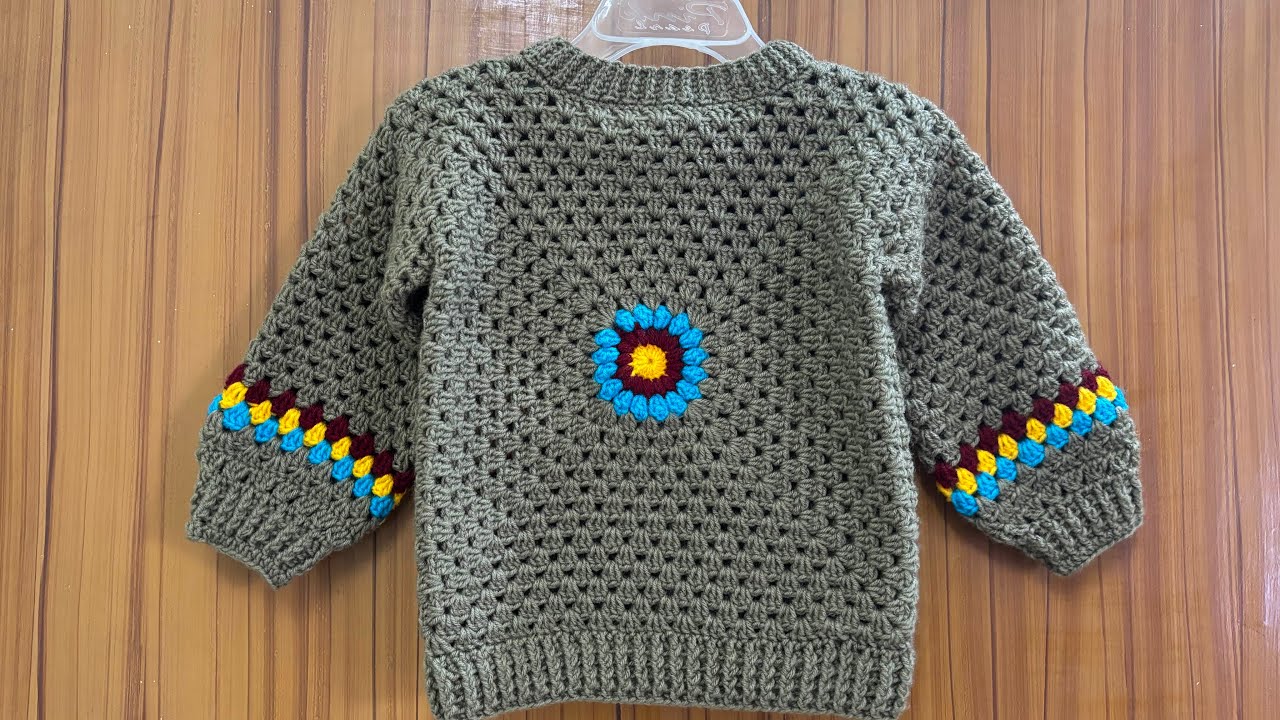 Crochet granny square sweater for 4 to 5 year old🥰