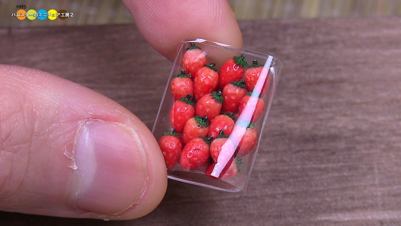 DIY Fake food - Miniature Strawberries　ミニチュアいちごパック作り