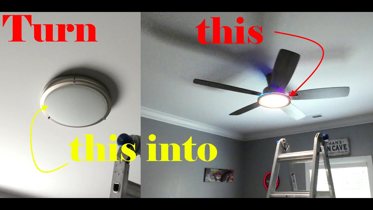 Replacing bland bedroom light in Ethan's Studio with a 52