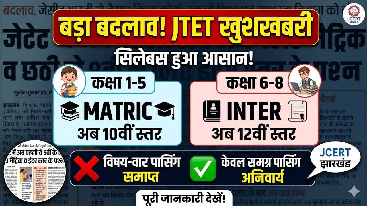 JTET 2026 बड़ा बदलाव! 😱 अब परीक्षा पास करना हुआ आसान | JTET New Syllabus & Rule Change
