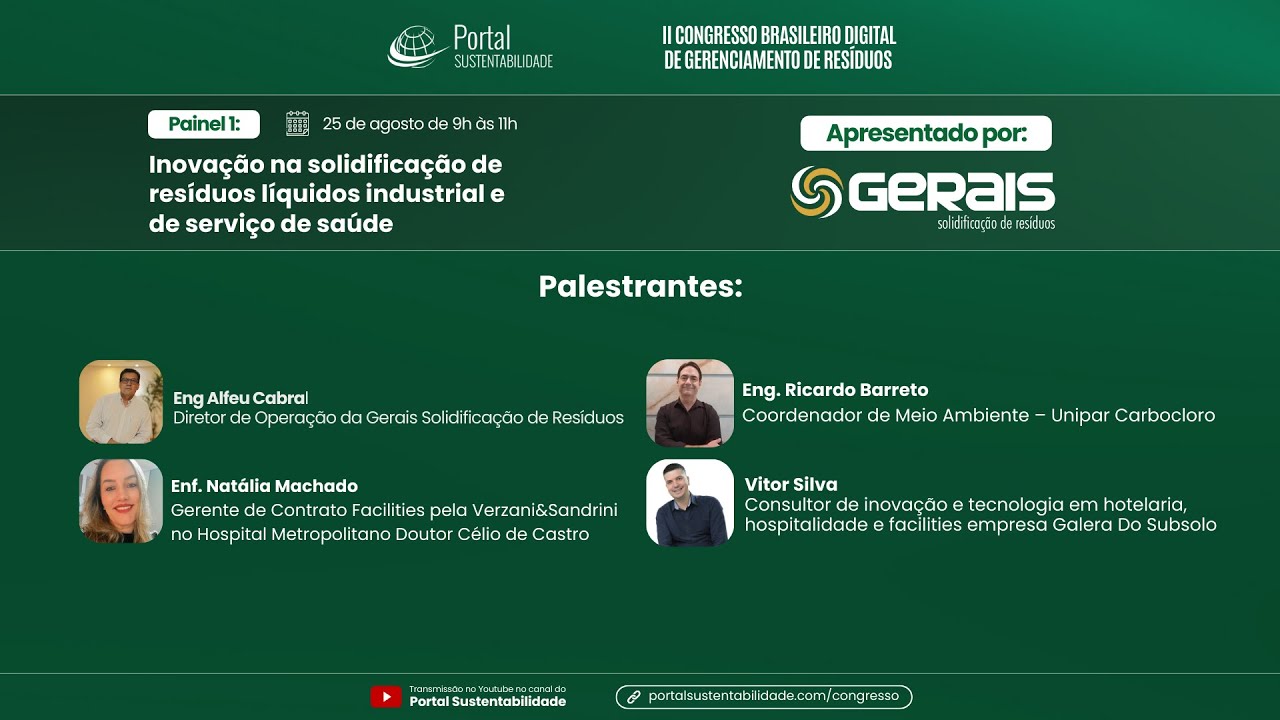 Painel 1 - Inovação na solidificação de resíduos líquidos industrial e de serviço de saúde