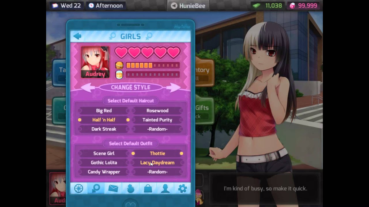 HuniePop - Audrey's Haircuts and Outfits