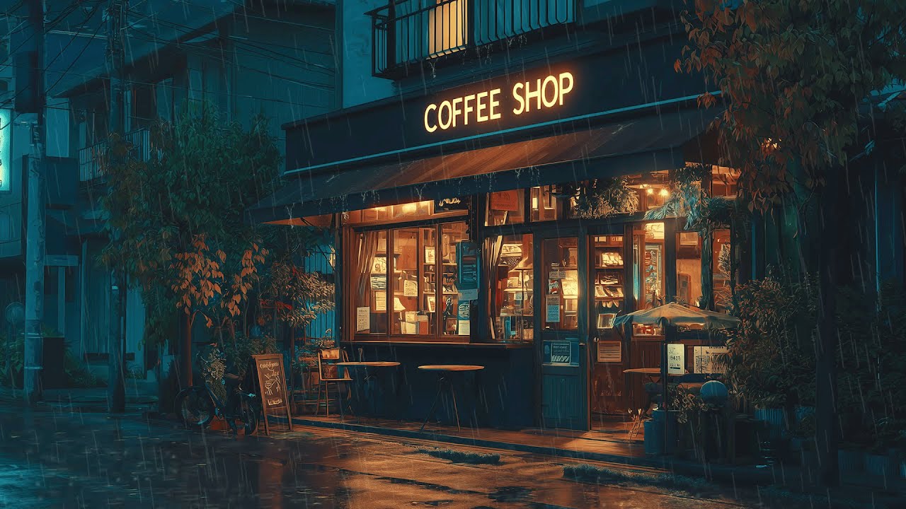 Late Night Coffee Shop in the Rain ☕ Nostalgic Lofi for Study, Sleep and Calm Hours
