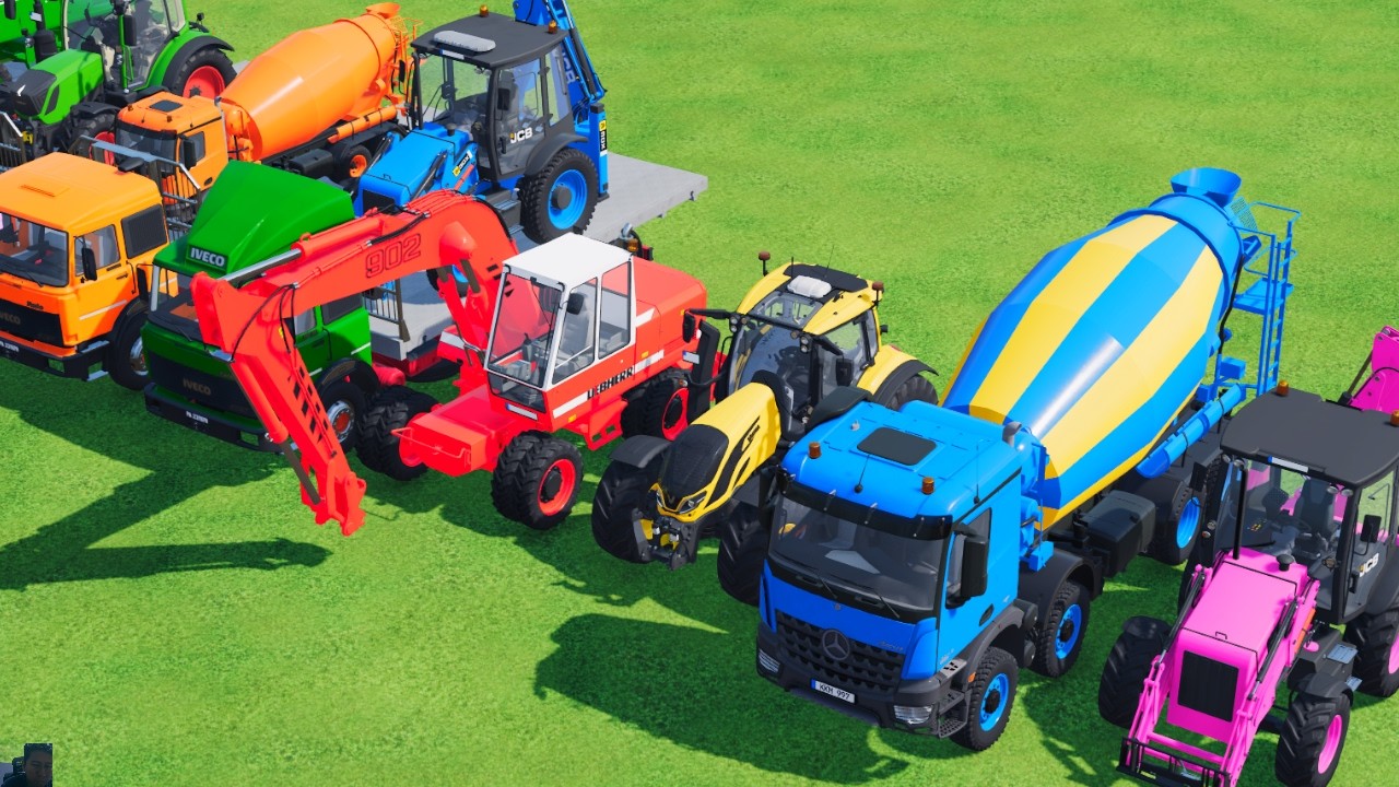 TRANSPORTING EXCAVATOR MIXER TRUCK TRACTORs Backhoe loaders Beamng.Drive Game FARMING SIMULATOR 22