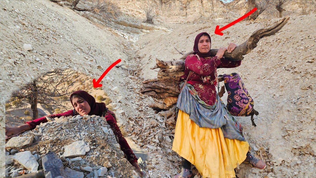 &ldquo;Strong Nomadic Woman Working Alone in the Mountains | Collecting Heavy Firewood & Rare Stones&rdquo;