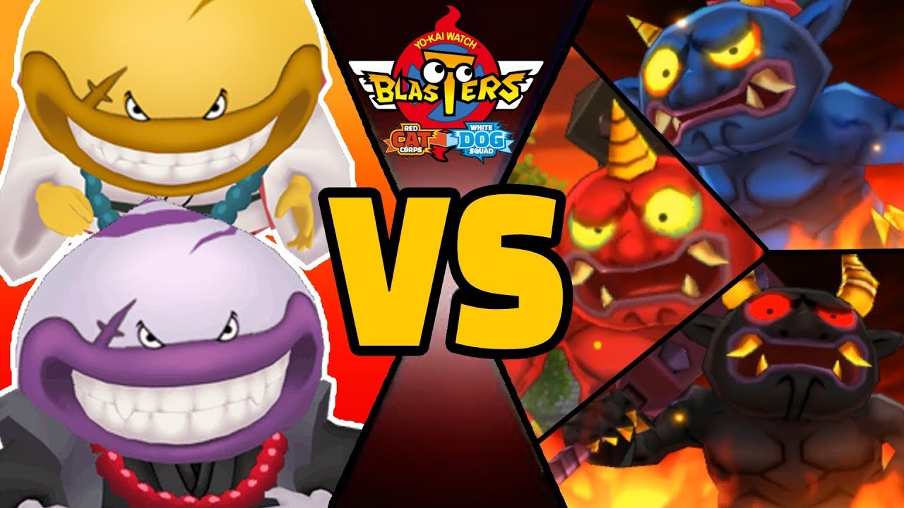 DEMUNCHER & DEVOURER vs ALL ONI in Yo-kai Watch Blasters (Theme Team)
