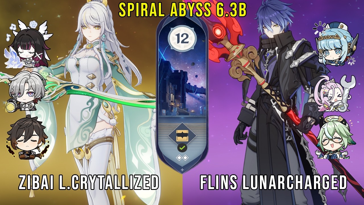 C0 Zibai LunarCrystallized and C0 Flins LunarCharged | Genshin Impact Abyss 6.3b Floor 12 9 Stars