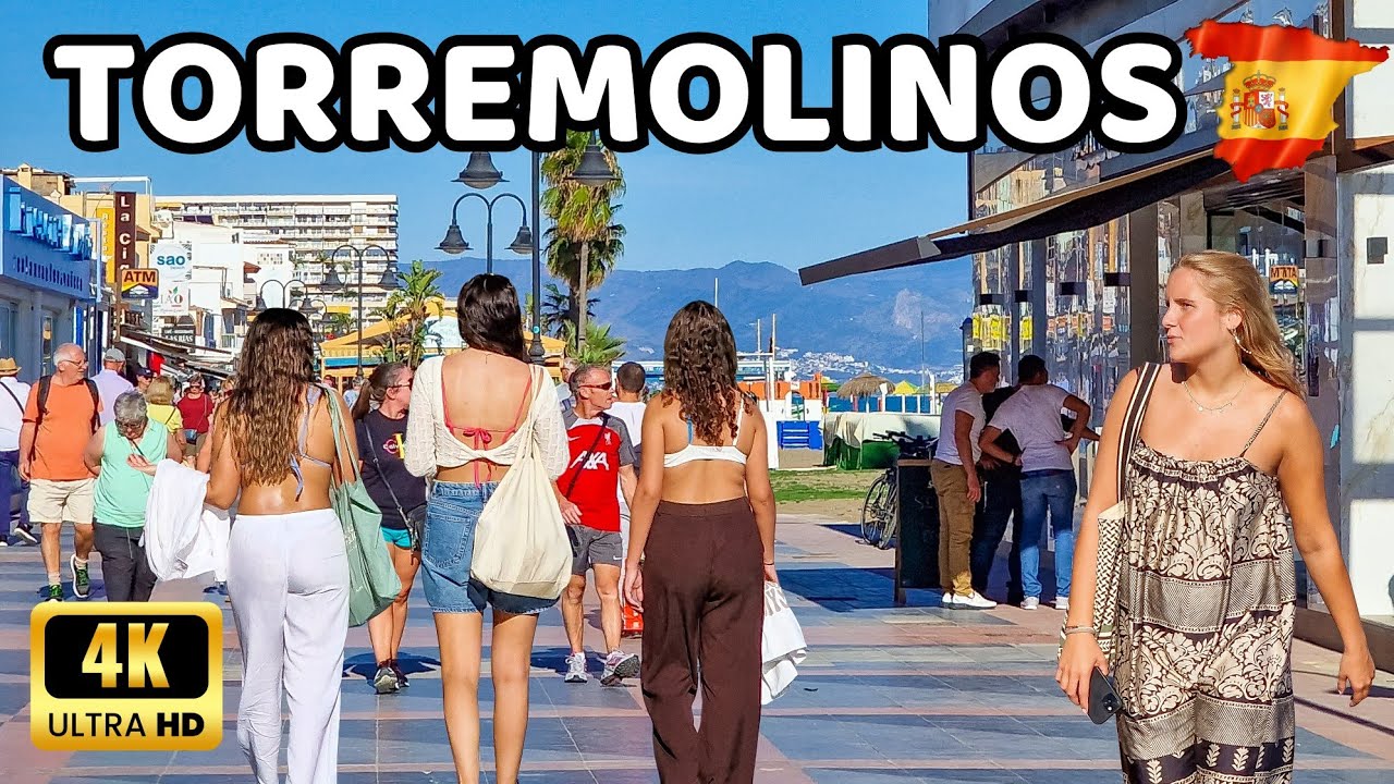 🇪🇸[4K] ТОРРЕМОЛИНОС - Ноябрьская прогулка по набережной Ла Кариуэла - Коста дель Соль, Испания