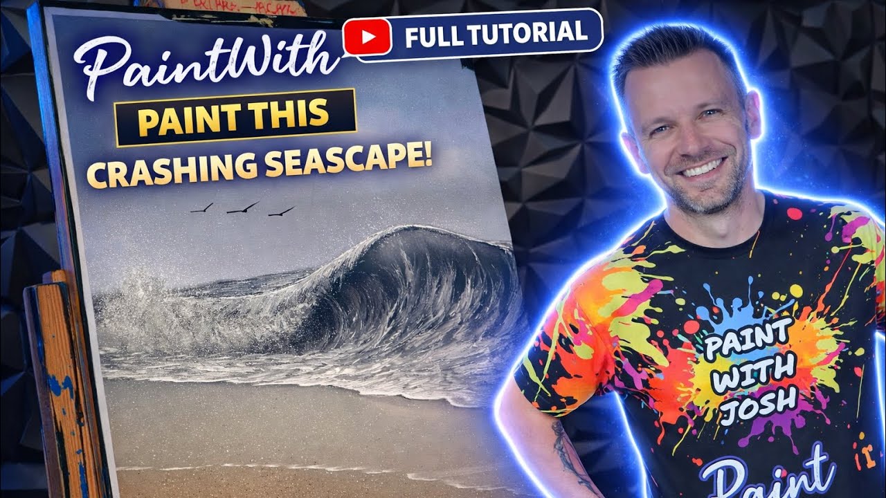 Painting #2339 Crashing Waves Seascape #bobross #paintwithjosh #arttutorial #oilpainting #HowToPaint