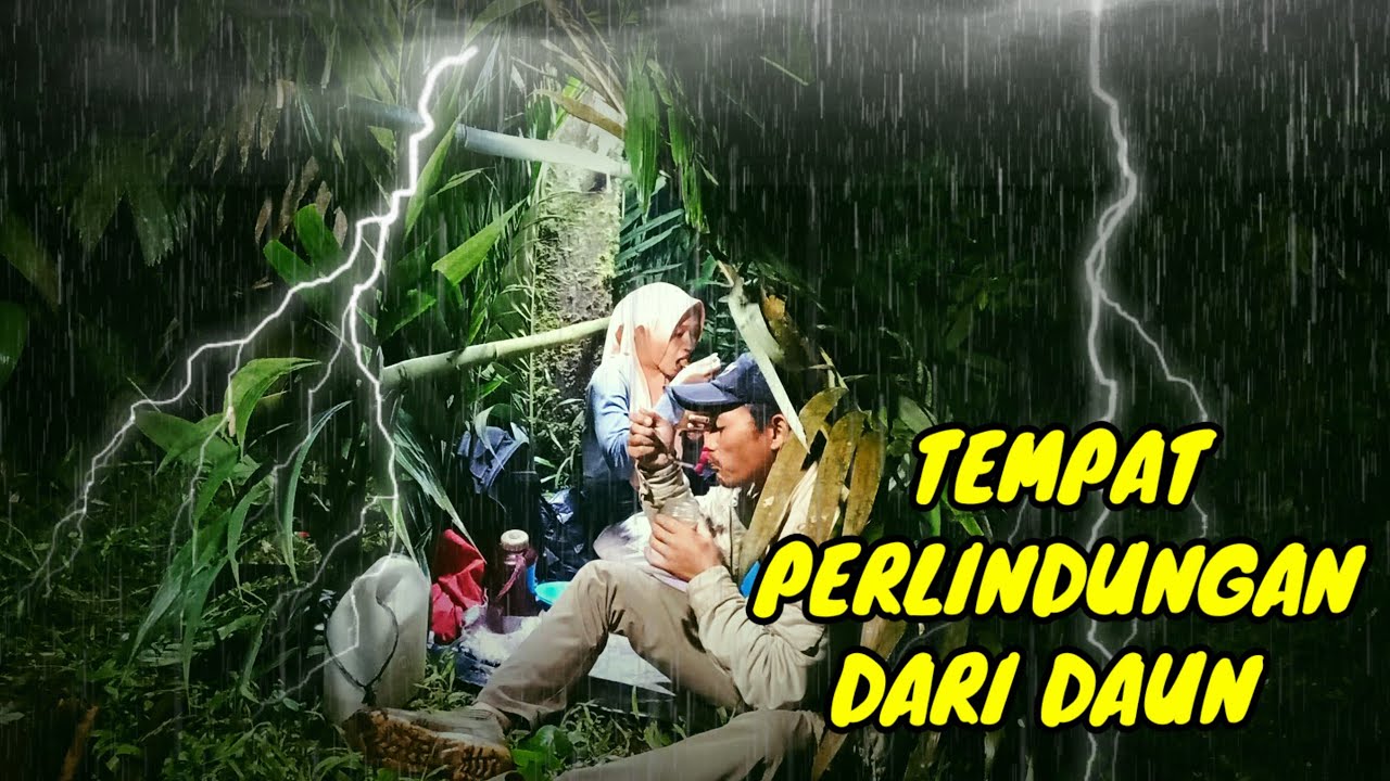 CAMPING HUJAN DERAS-BADAI PETIR DIHUTAN BERSAMA ISTRI-ASMR-RAIN