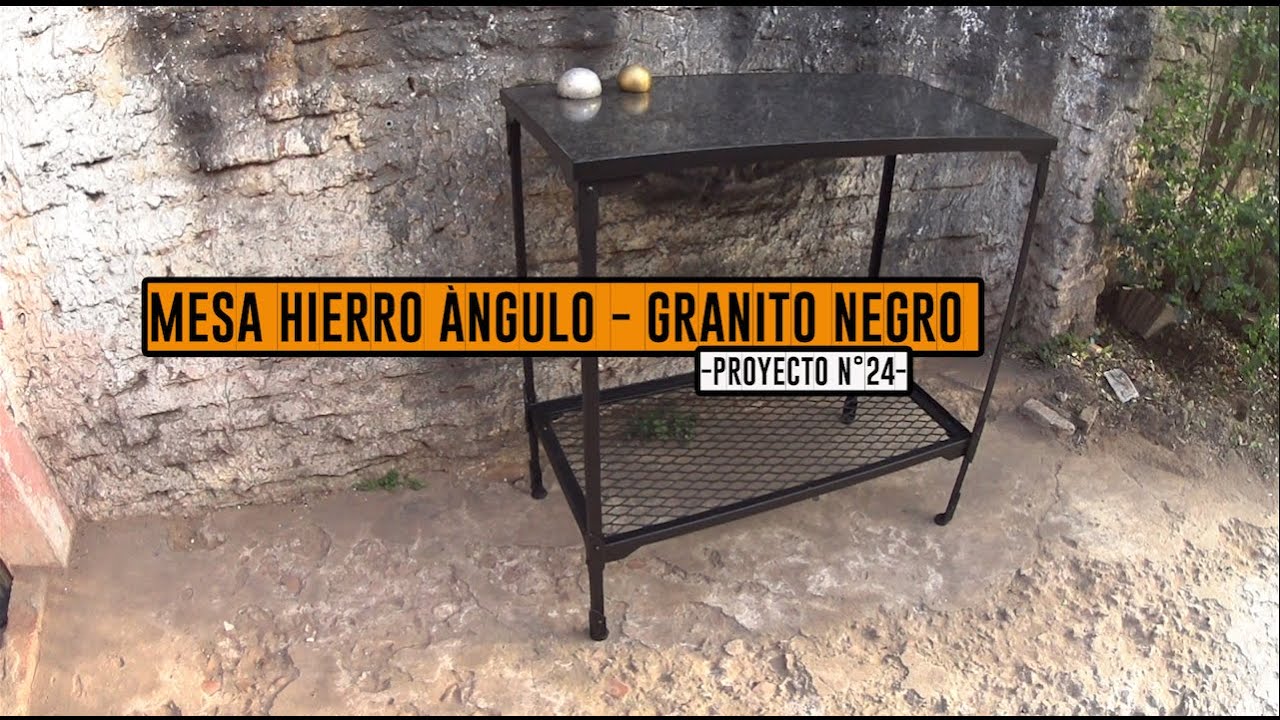 Mesa de hierro ángulo - Granito negro - Herreria