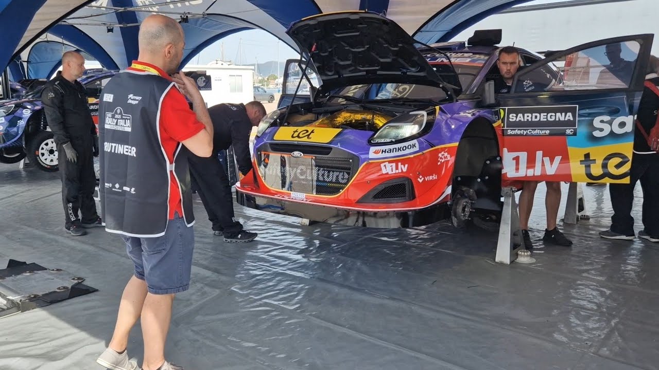 WRC Rally Italia Sardegna 2025 rally teams preparing for action, Wednesday service park